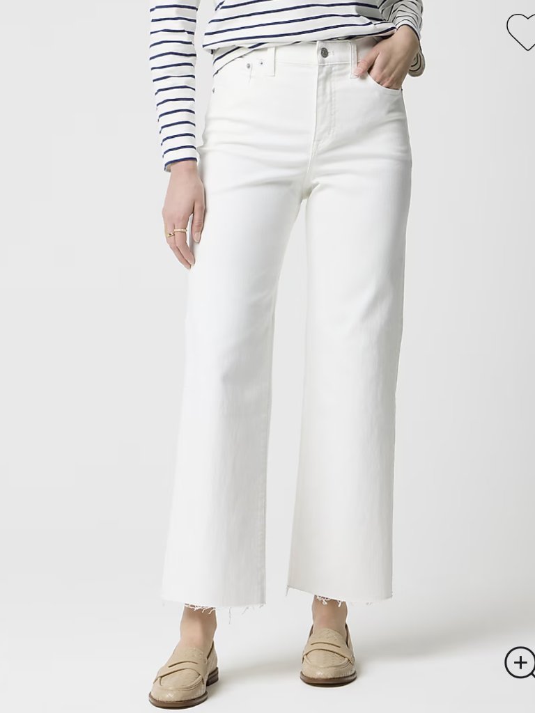 J.Crew Wide-Leg Cropped Jean In All-Day Stretch. Sz 30. Fair Trade Cert Factory